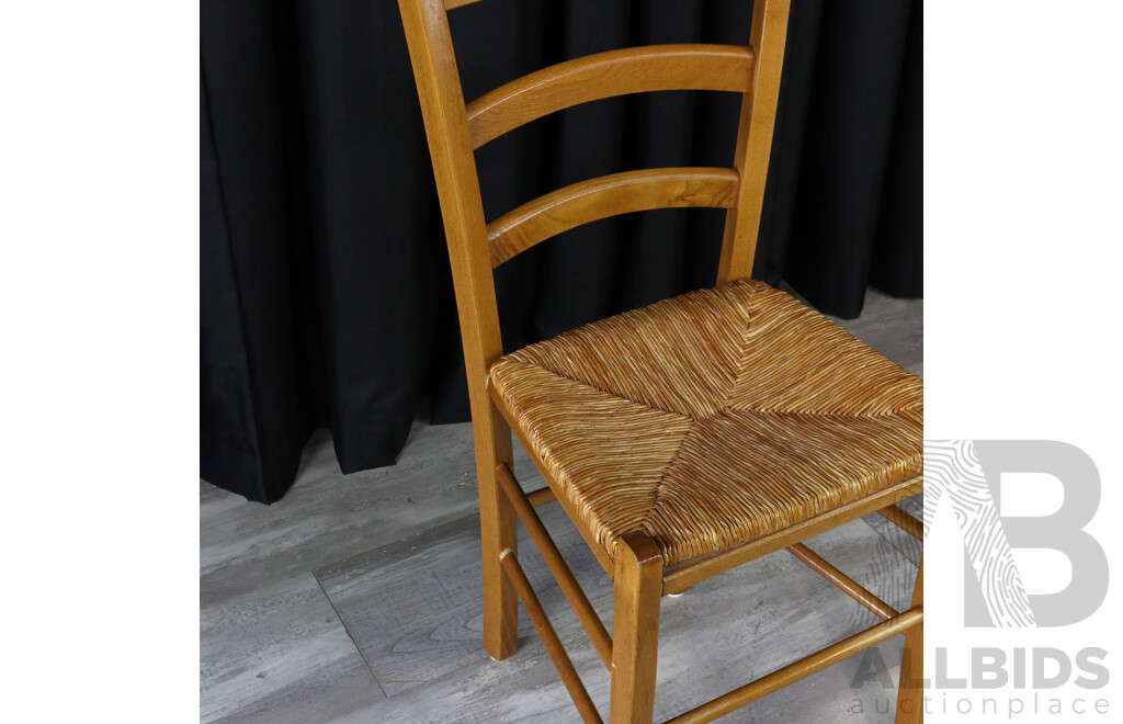 Set of Four Rush Seat Dining Chairs