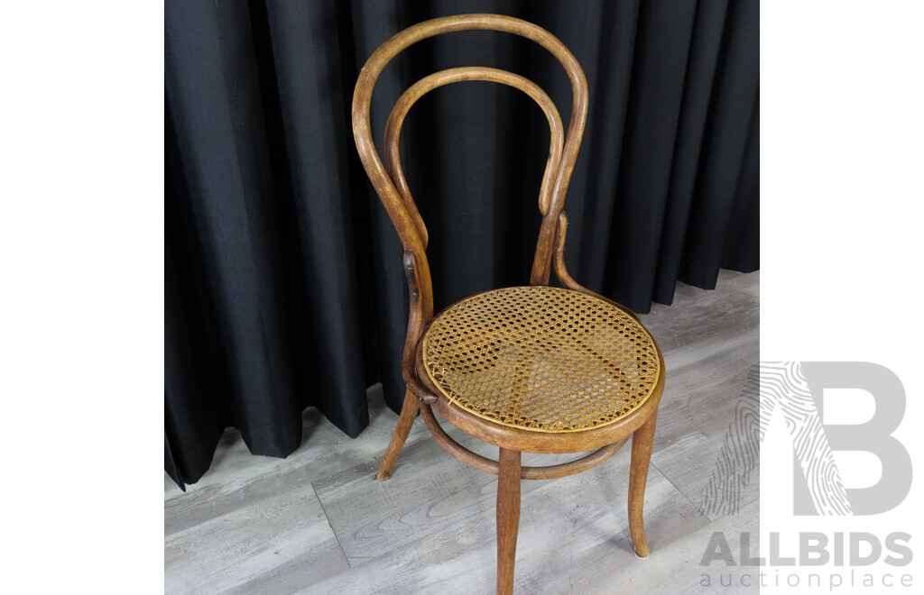 Set of Five French Bentwood Cane Chairs