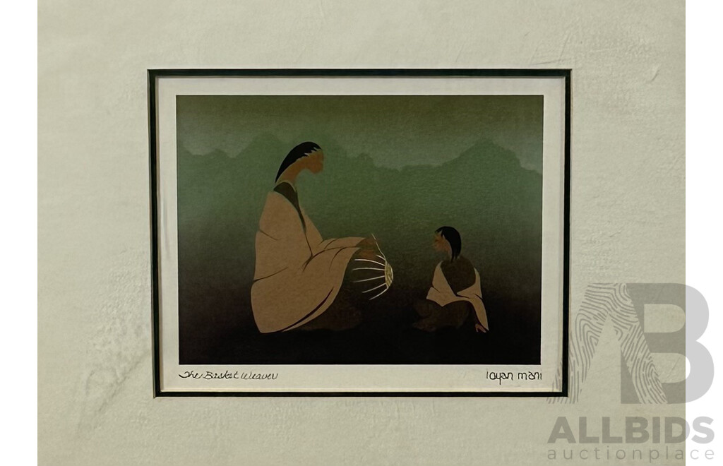 Maxine Noel (Sioux Name - Ioyan Mani), (20th Century, Canadian, 1946-), Dakota Mother and Child and the Basket Weaver, Pair of Quality Prints of the Originals, 36 x 28 cm (overall) (2)