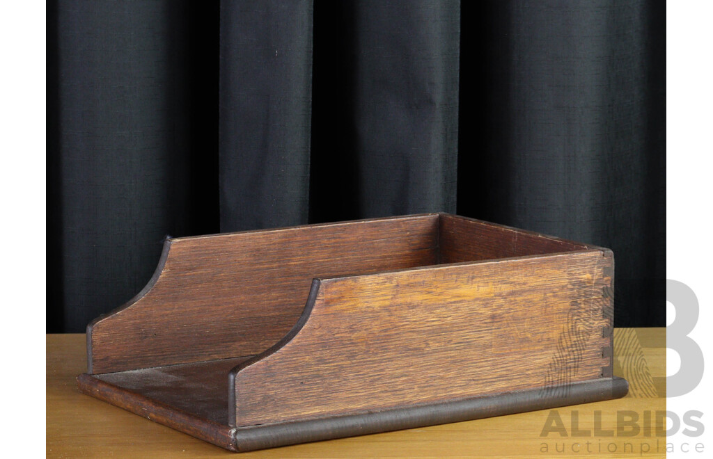 Vintage Oak Desk Top File