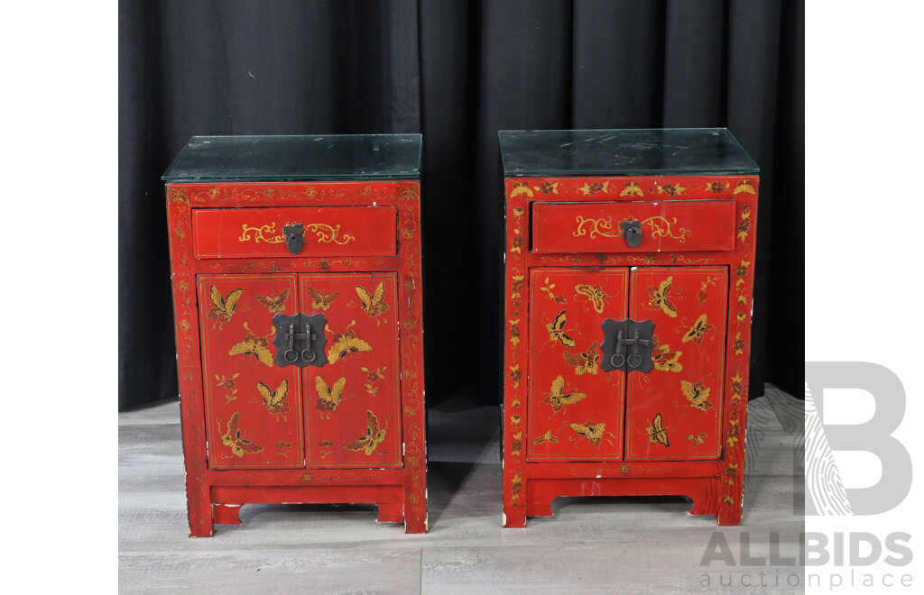 Pair of Chinese Painted Bedsides