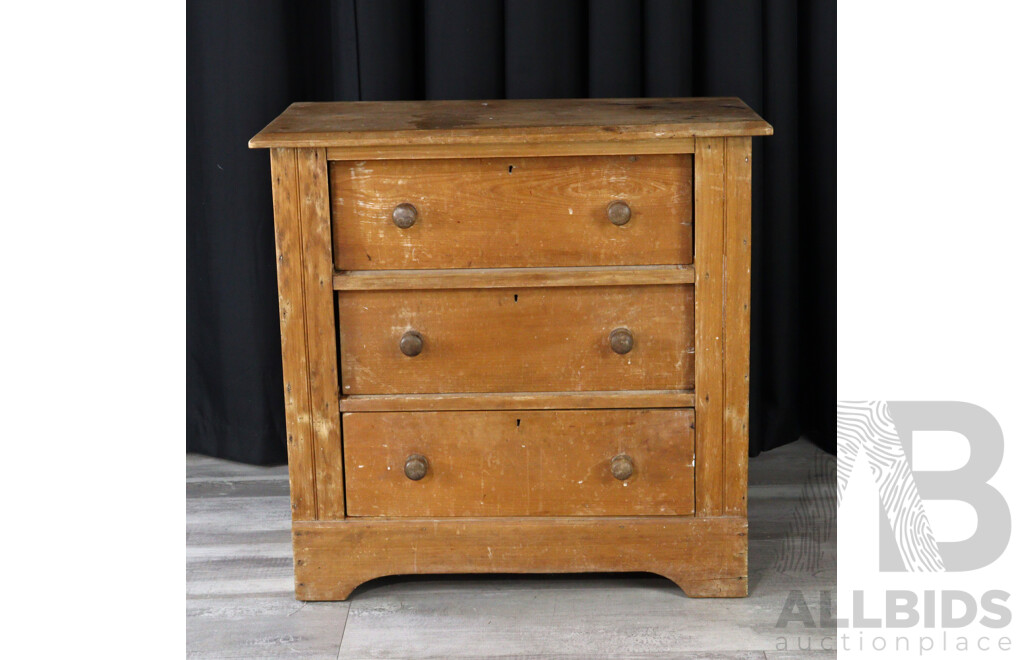 Edwardian Pine Three Drawer Chest