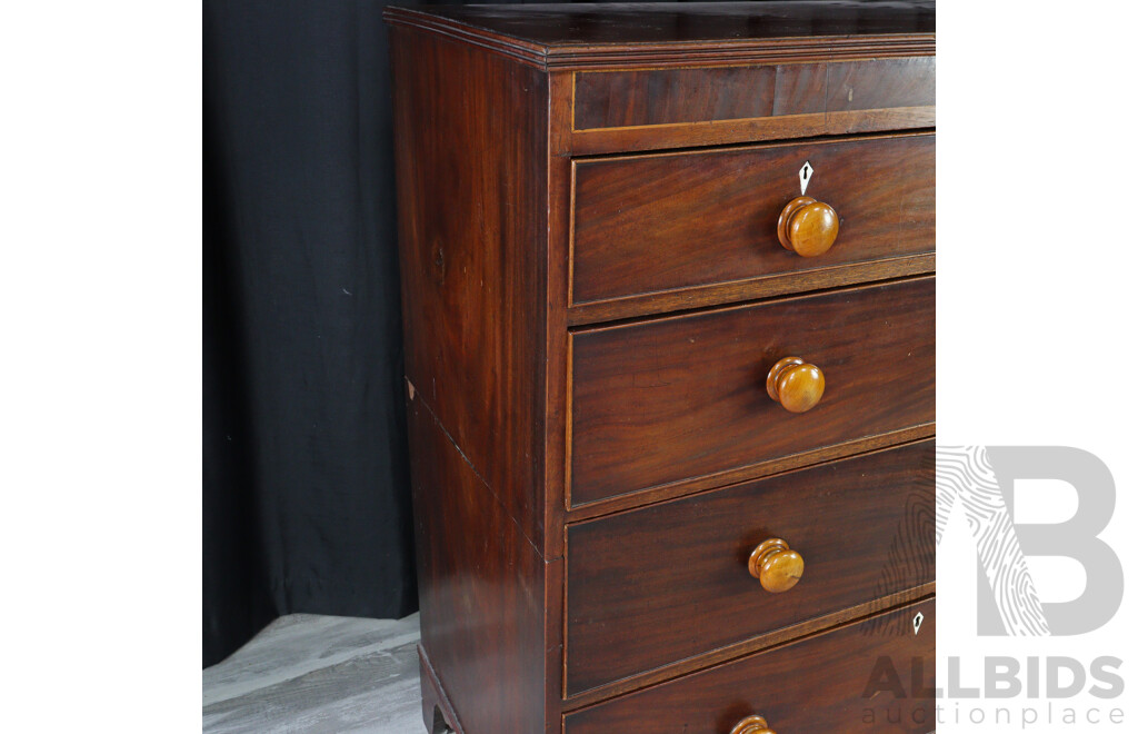 Victorian Flame Mahogany Five Drawer Chest