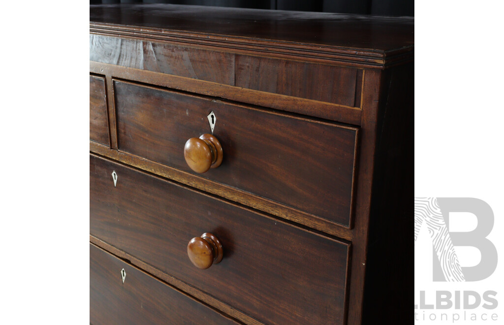 Victorian Flame Mahogany Five Drawer Chest