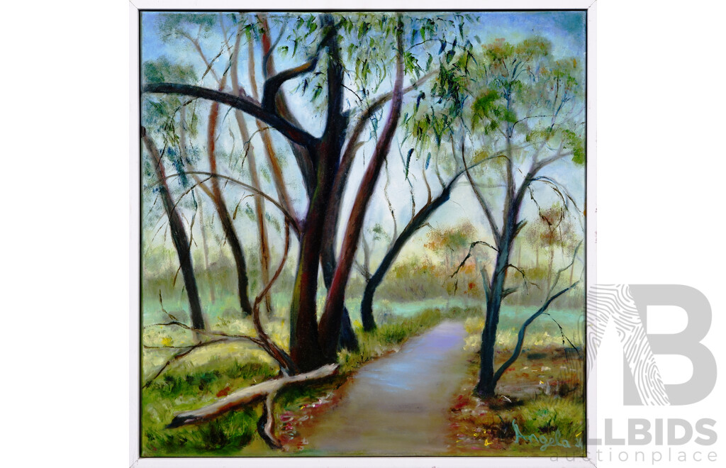 Angela Stankovic, (20th Century, Australian), Eucalyptus Escape, Oil on Canvas, 52 x 52 cm (frame)