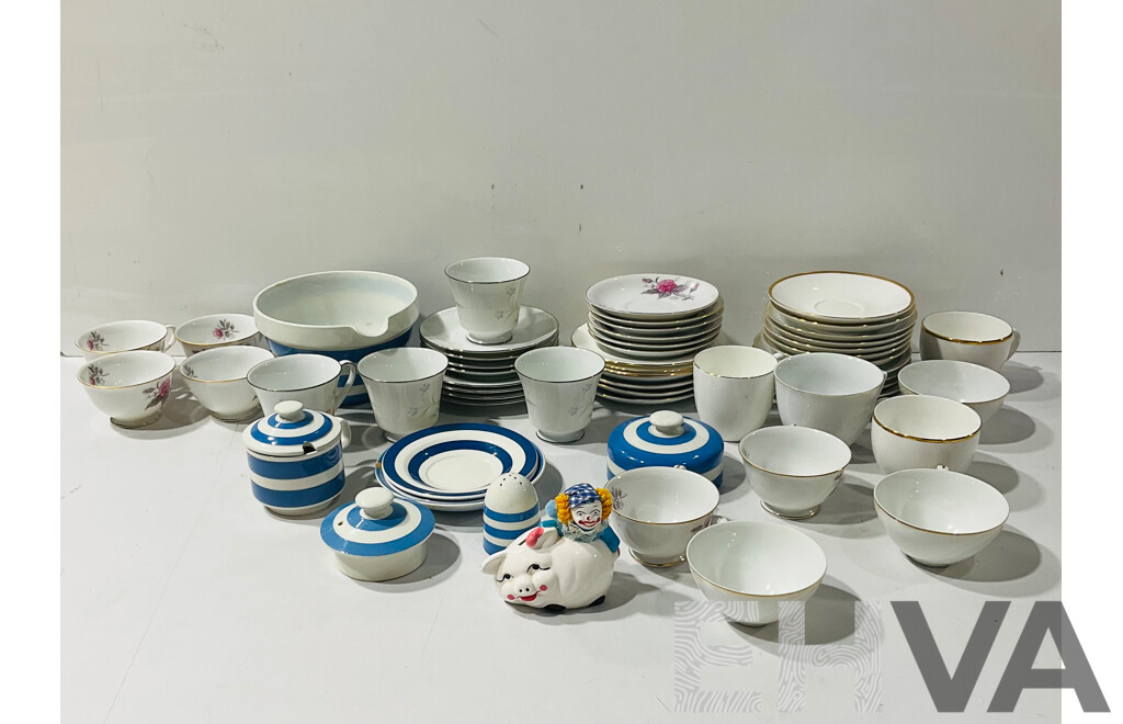 Large Collection POrcelain Trios and Duos Including Noritake, Cornish Kitchen Ware and More