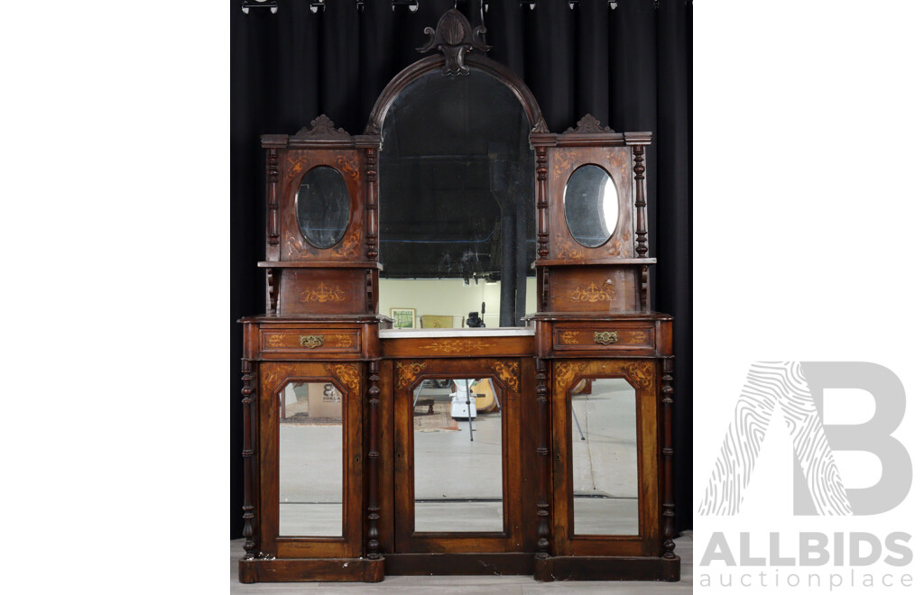 Victorian Inlaid Mirrored Back Sideboard