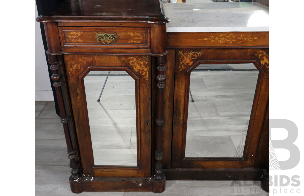 Victorian Inlaid Mirrored Back Sideboard
