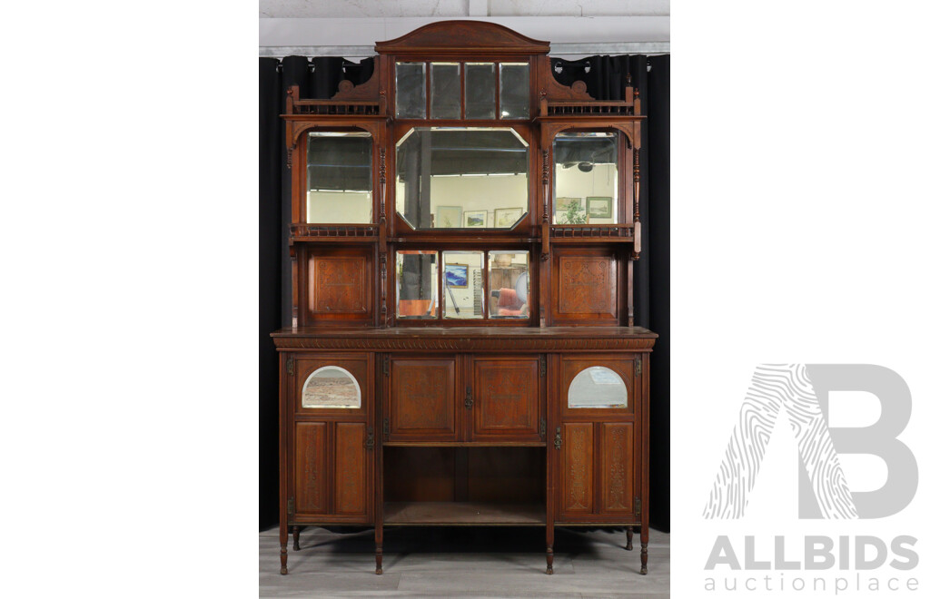 Victorian Mahogany Four Door Mirrored Back Sideboard