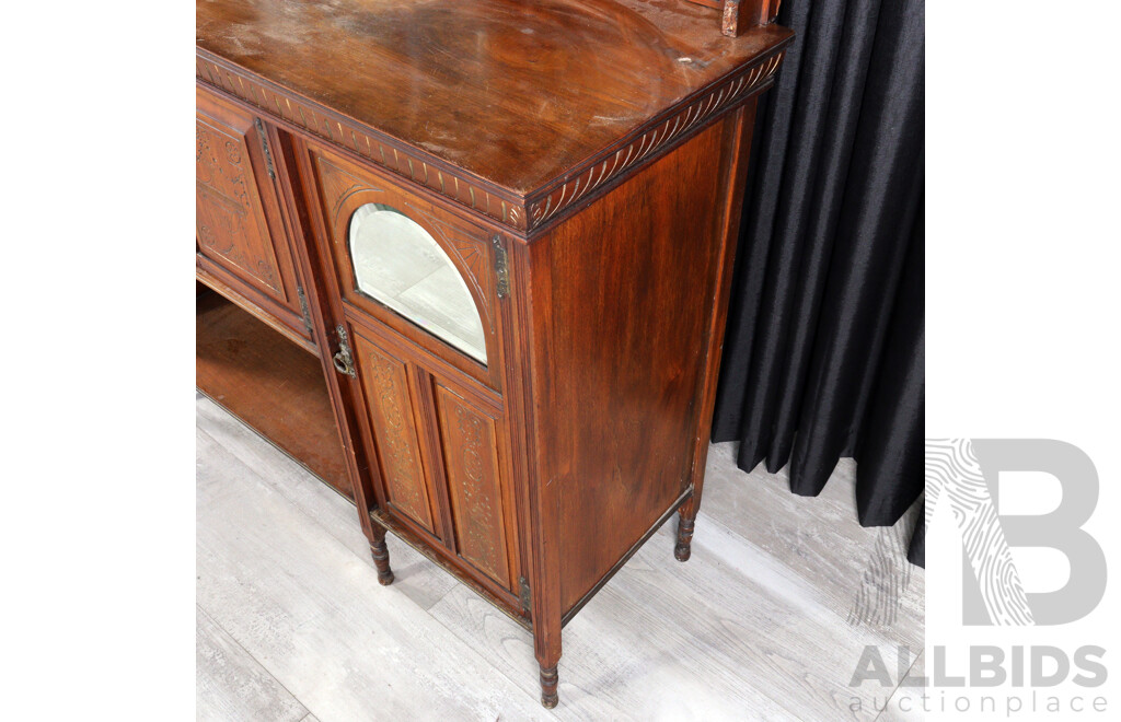 Victorian Mahogany Four Door Mirrored Back Sideboard