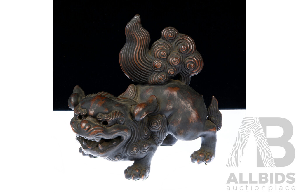 Vintage Japanese Pottery Shishi Lion Dog Statue