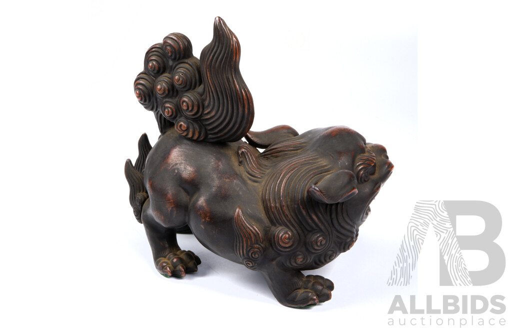 Vintage Japanese Pottery Shishi Lion Dog Statue