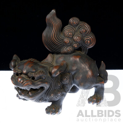 Vintage Japanese Pottery Shishi Lion Dog Statue