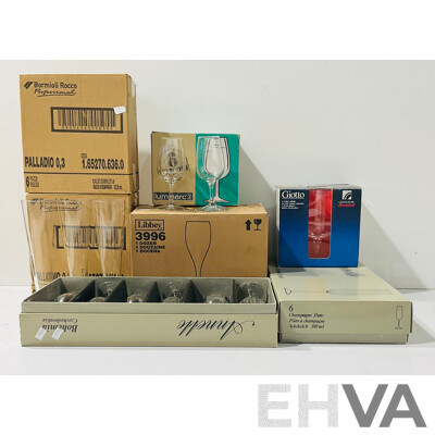 LArge Collection Boxed Stemware Including Bormioli, Luminarc and More
