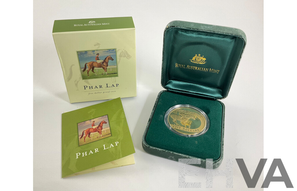 Australian RAM 2000 Proof Five Dollar Coin, 70th Anniversary of Phar Lap
