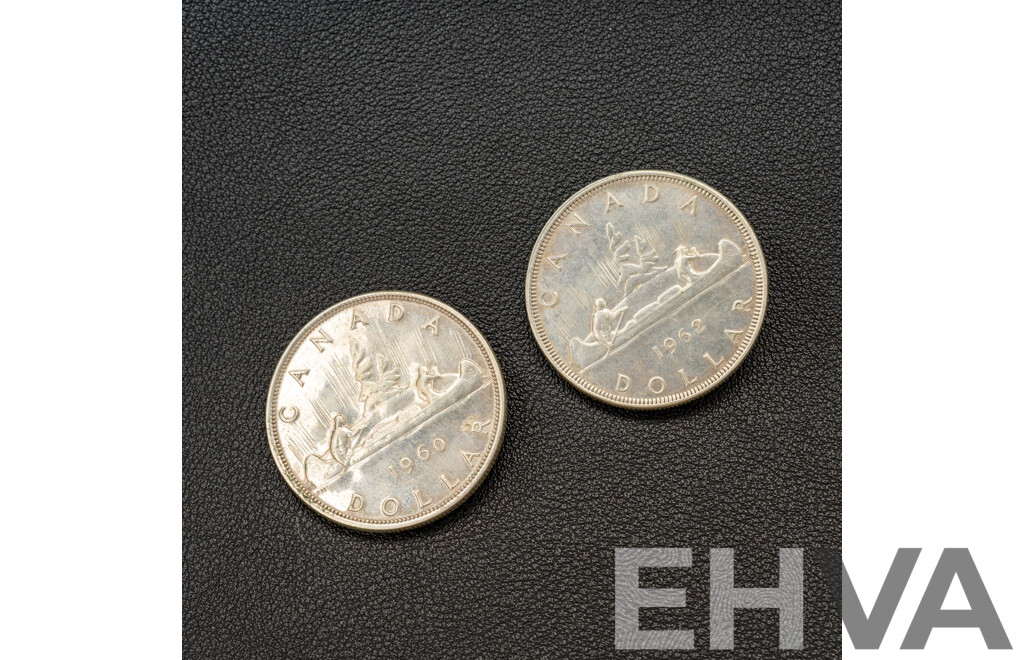 Canadian (800) Silver Dollar Coin Cuff Links, 1960/1962, 35mm Diameter, 47.80 Grams
