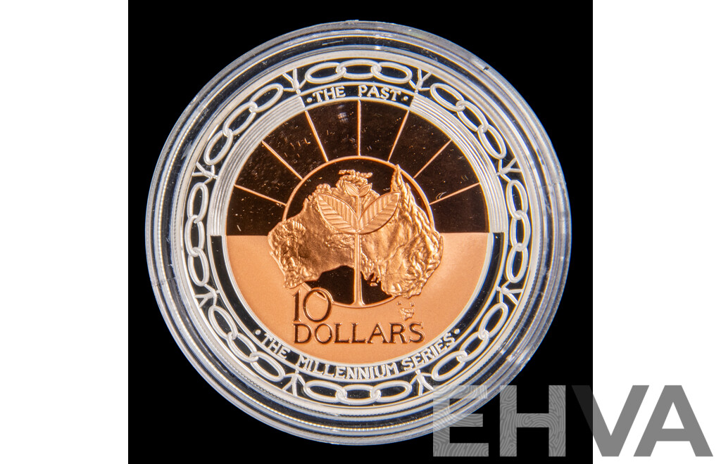 Australian RAM 1999 Silver/Copper Proof Ten Dollar Coin, Millennium Coin Series 'The Past' .999