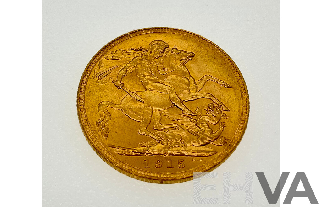 Australian 1915 KGV Gold Sovereign, Sydney Mint, M.R. Roberts, Ex Bank of Albania Gold Sale of 1990/91