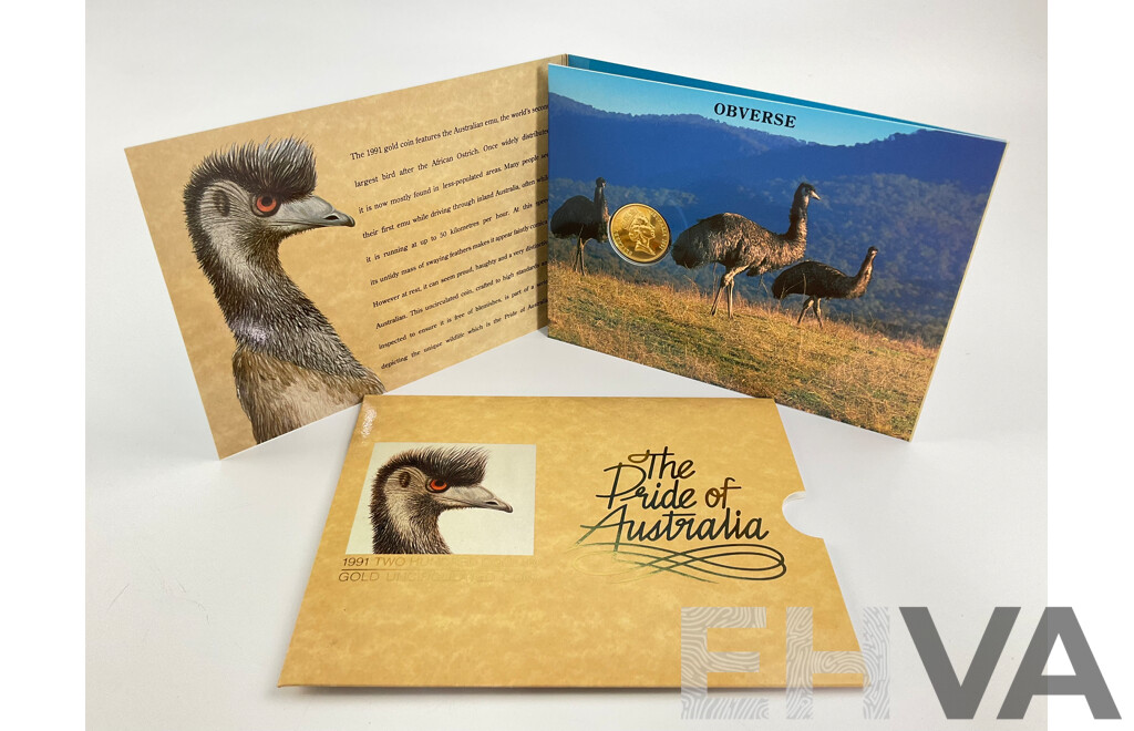 Australian RAM 1991 Gold Two Hundred Dollar Coin, Pride of Australia, Emu