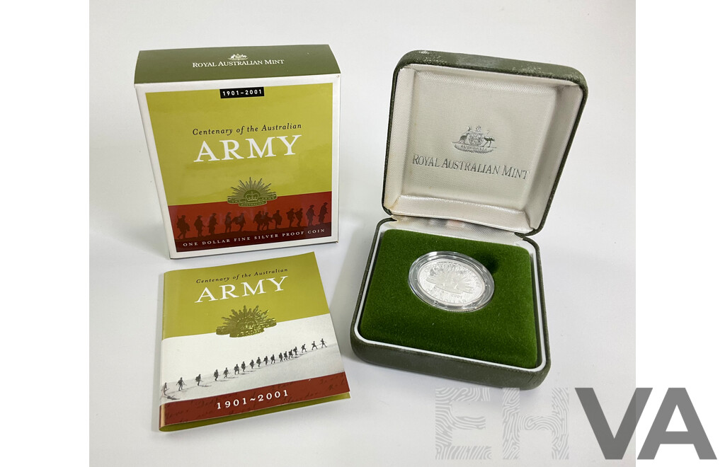 Australian RAM 2001 Silver One Dollar, Centenary of the Australian Army .999
