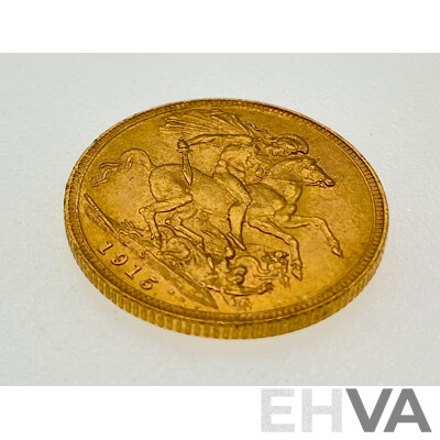 Australian 1915 KGV Gold Sovereign, Sydney Mint .917, Ex Bank of Albania Gold Sale 1990/91