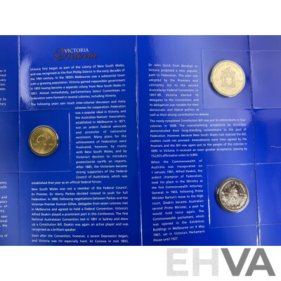 Two Australian RAM 2001 Centenary of Federation Three Coin Sets, One Dollar, Fifty and Twenty Cent, Victoria and Australian Capital Territory