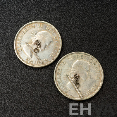 Canadian (800) Silver Dollar Coin Cuff Links, 1960/1962, 35mm Diameter, 47.80 Grams