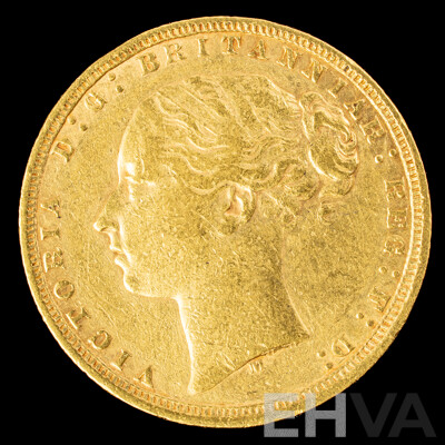 Australian 1875 QV Gold Sovereign, Melbourne Mint, St George Reverse .917