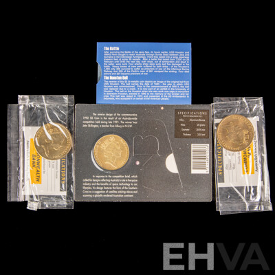 Four Australian Commemorative Five Dollar Coins Including Two 1988 Parliament House, 1992 Year of Space, 2002 HMAS Perth