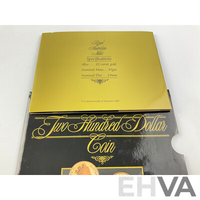 Australian RAM 1987 Gold Two Hundred Dollar Coin, 1787 Arthur Phillip .917