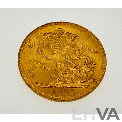 Australian 1915 KGV Gold Sovereign, Sydney Mint, M.R. Roberts, Ex Bank of Albania Gold Sale of 1990/91