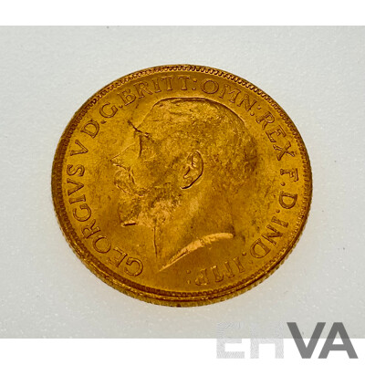 Australian 1915 KGV Gold Sovereign, Sydney Mint, M.R. Roberts, Ex Bank of Albania Gold Sale of 1990/91