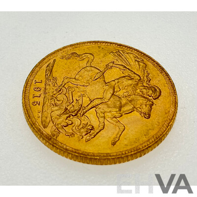 Australian 1915 KGV Gold Sovereign, Sydney Mint, M.R. Roberts, Ex Bank of Albania Gold Sale of 1990/91