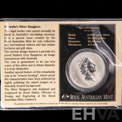 Australian RAM 1995 Silver Frosted One Dollar Coin, Silver Kangaroo .999
