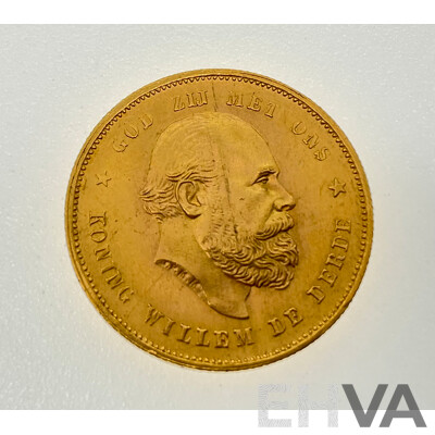 Netherlands 1879 Willem III Gold Ten Gulden Coin .900