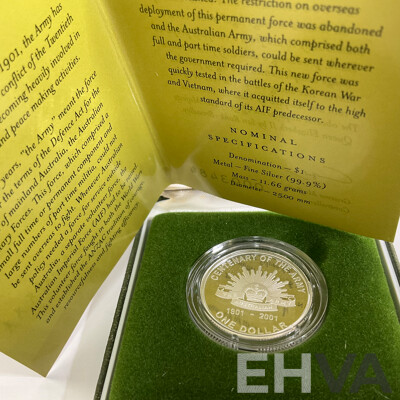 Australian RAM 2001 Silver One Dollar, Centenary of the Australian Army .999