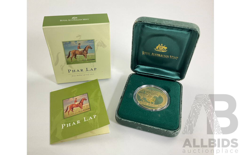 Australian RAM 2000 Proof Five Dollar Coin, 70th Anniversary of Phar Lap