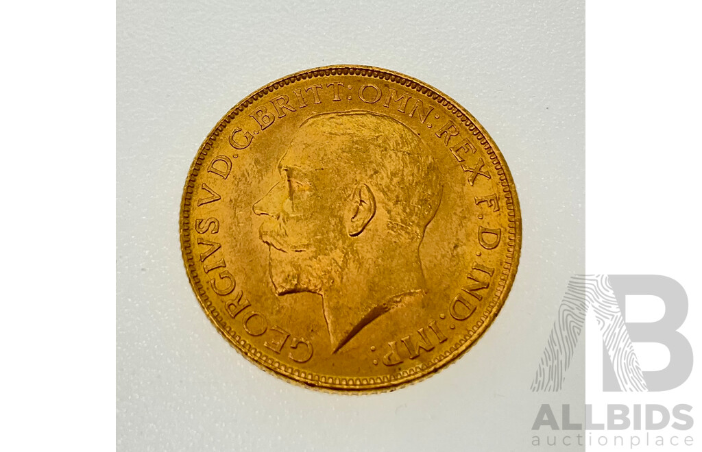 Australian 1915 KGV Gold Sovereign, Sydney Mint .917, Ex Bank of Albania Gold Sale 1990/91
