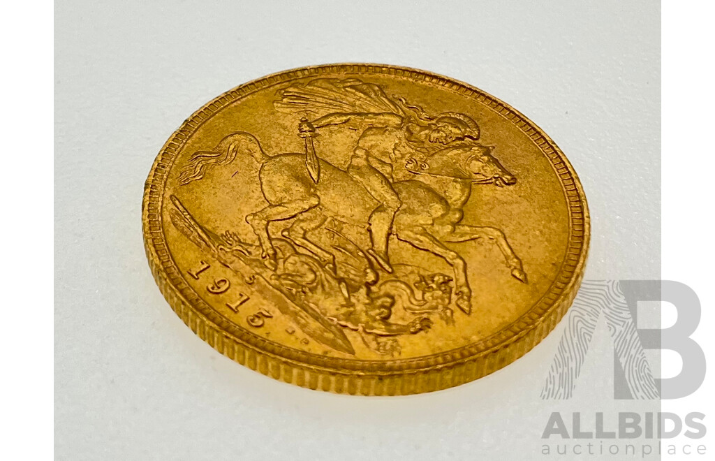 Australian 1915 KGV Gold Sovereign, Sydney Mint .917, Ex Bank of Albania Gold Sale 1990/91