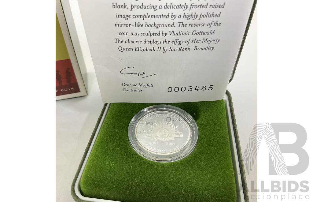 Australian RAM 2001 Silver One Dollar, Centenary of the Australian Army .999