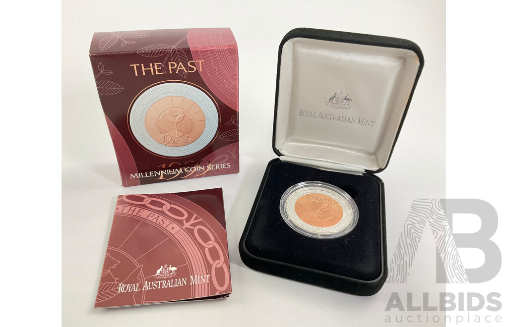 Australian RAM 1999 Silver/Copper Proof Ten Dollar Coin, Millennium Coin Series 'The Past' .999