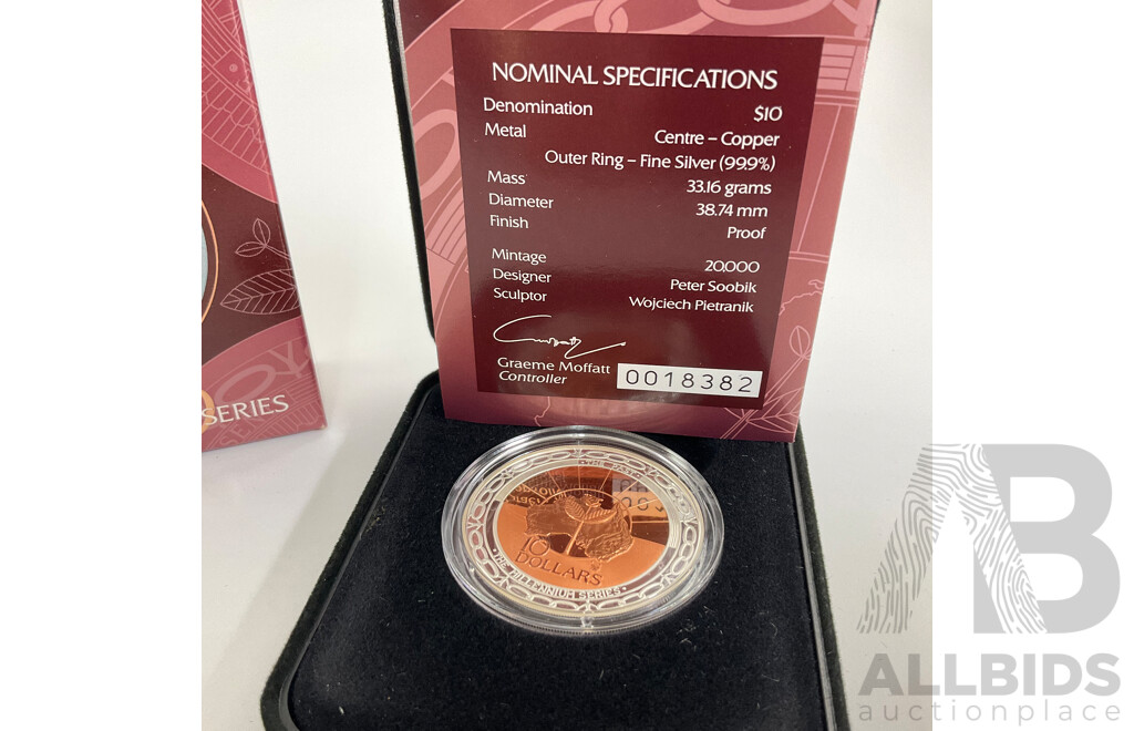 Australian RAM 1999 Silver/Copper Proof Ten Dollar Coin, Millennium Coin Series 'The Past' .999