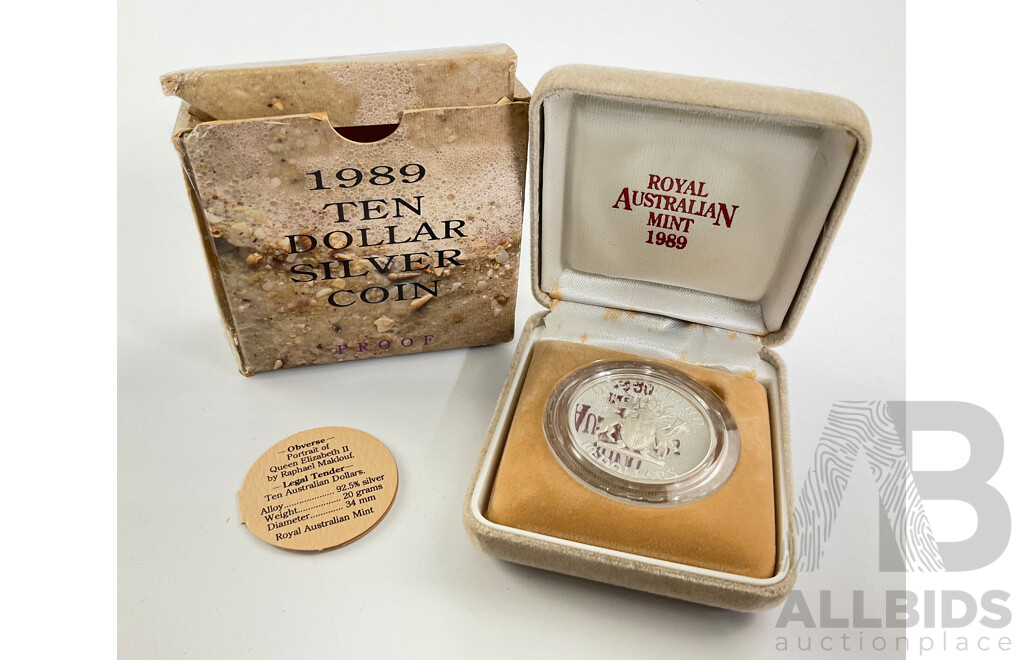 Australian RAM 1989 Silver Proof Ten Dollar Coin, State Series Queensland .925