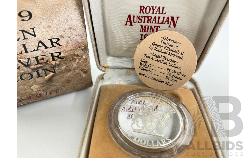 Australian RAM 1989 Silver Proof Ten Dollar Coin, State Series Queensland .925