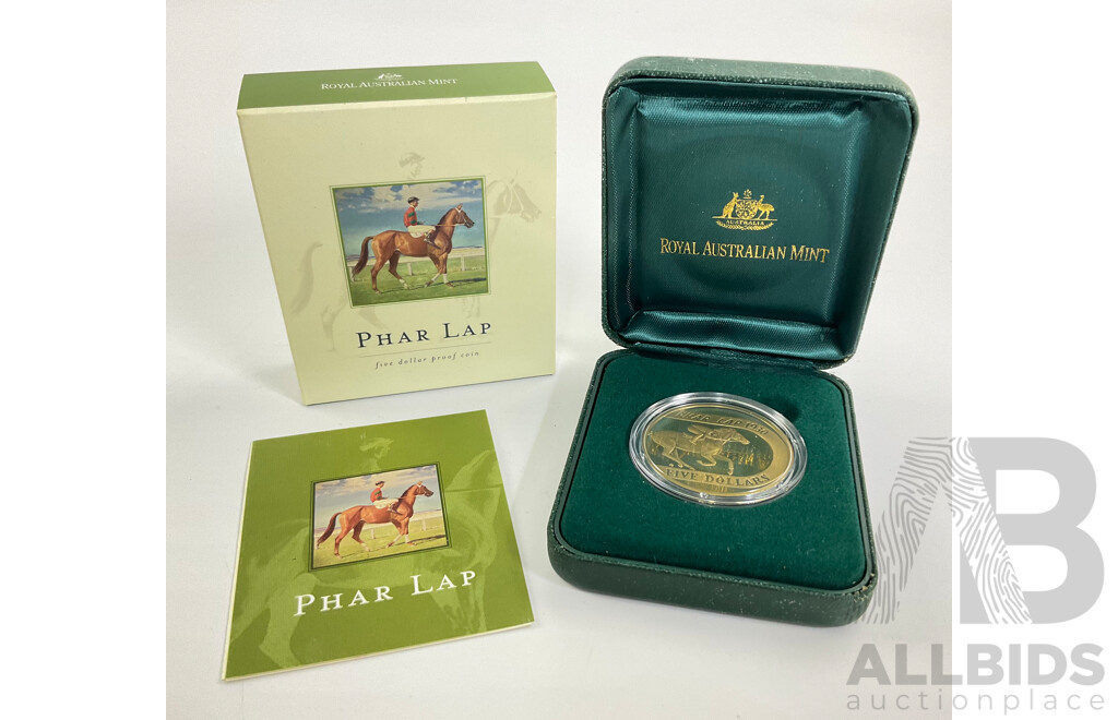 Australian RAM 2000 Proof Five Dollar Coin, 70th Anniversary of Phar Lap
