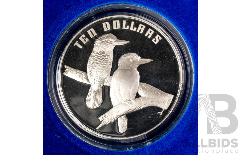 Australian RAM 1989 Silver Proof Ten Dollar Coin, Birds of Australia, Kookaburra .925