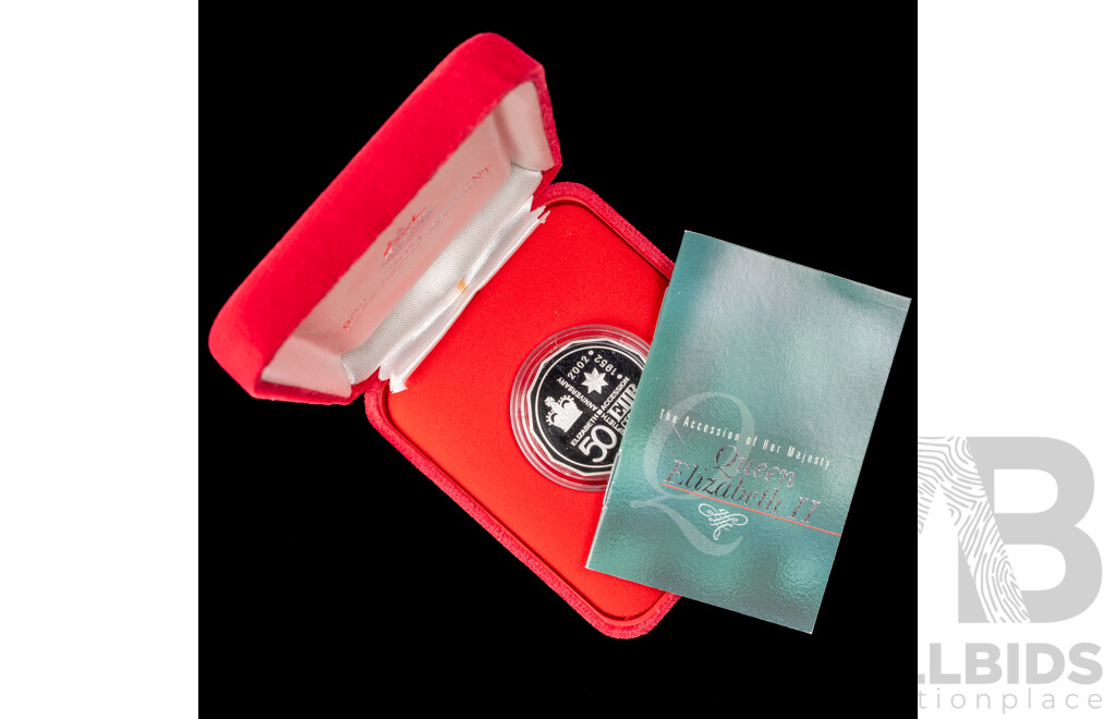 Australian RAM 2002 Silver Proof Fifty Cent Coin, 50th Anniversary Accession QE2 1952-2002 .999