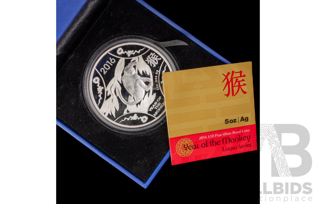 Australian RAM 2016 Silver Proof Ten Dollar Coin, Lunar Series Year of the Monkey .999