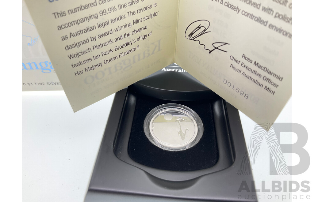 Australian RAM 2016 One Dollar Silver Proof Coin, Kangaroo at Sunset .999