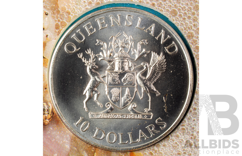 Australian RAM 1989 Silver Ten Dollar Coin, State Series, Queensland .925